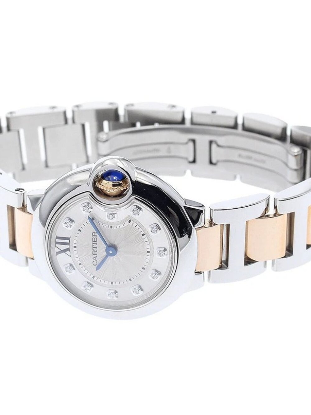 CARTIER Baron blue SM WE902030 K18PG2 tone 11P diamond Quartz Ladies - Picture 2 of 6